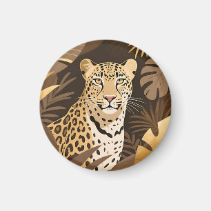 Imán Selva boho de leopardo dorado de vida silvestre