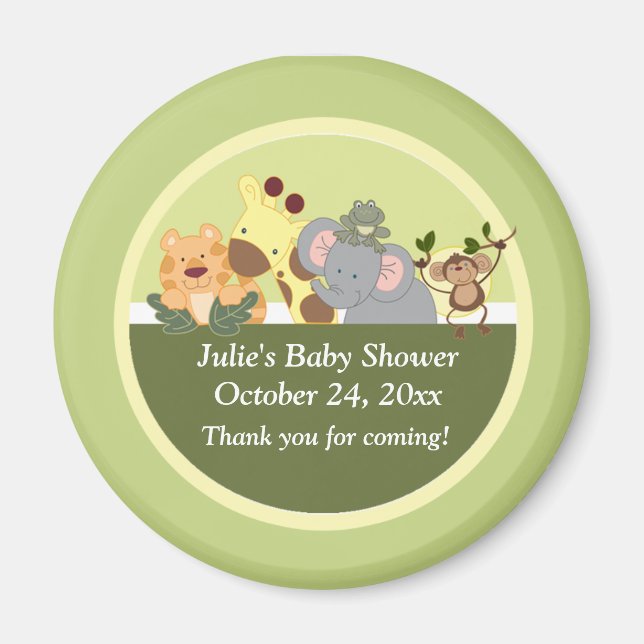 Imán Selva Safari Tigre Girafa Elefante Favor del Mono (Frente)