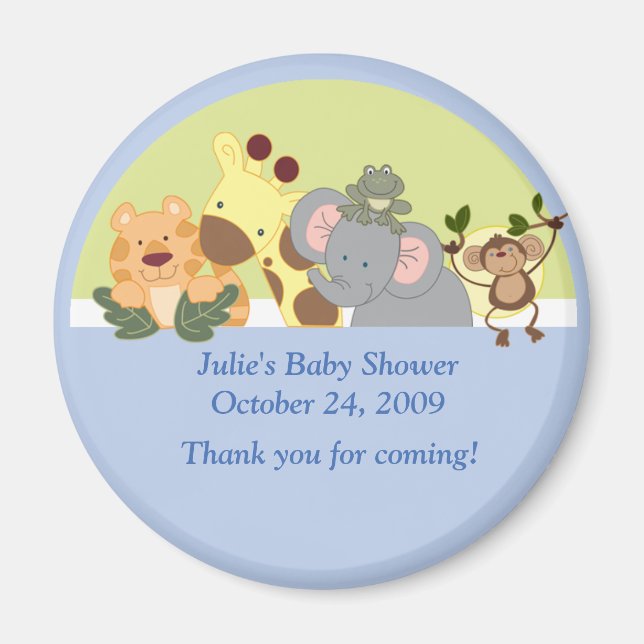 Imán Selva Safari Tigre Girafa Elefante Favor del Mono (Frente)