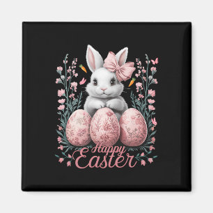 Imán Semana Santa Chinoiserie Floral Bunny con Cute Coq