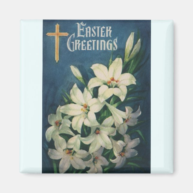 Imán Semana Santa Lilies Flores, Vieja Pascua Religiosa (Frente)