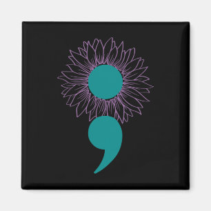 Imán Semicolón de girasol Sensibilización sobre el suic