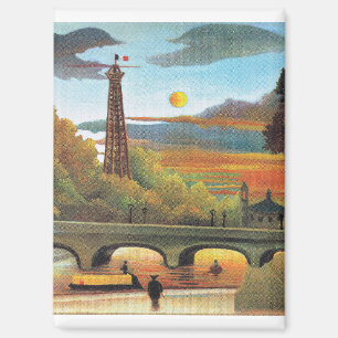 Imán Sena y Torre Eiffel en el atardecer,