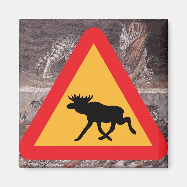 Imán Señal de advertencia de cruce de alces Whittier Al (Frente)