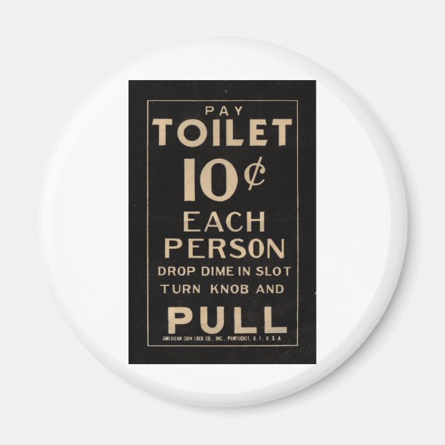Imán Señal de inodoro de pago ventilado en negro (Frente)