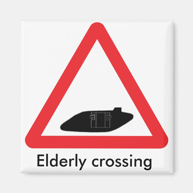 Imán Señal de la carretera de cruce del tanque WW1. Cru (Frente)