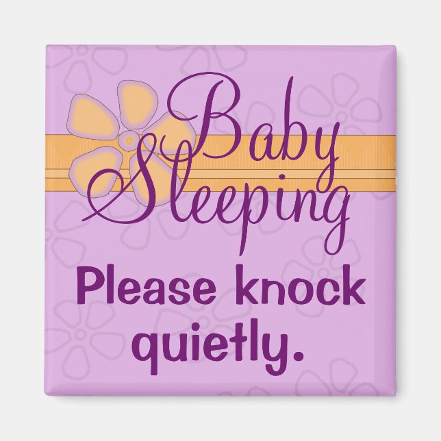 Imán Señal de la puerta principal del bebé durmiendo (Frente)