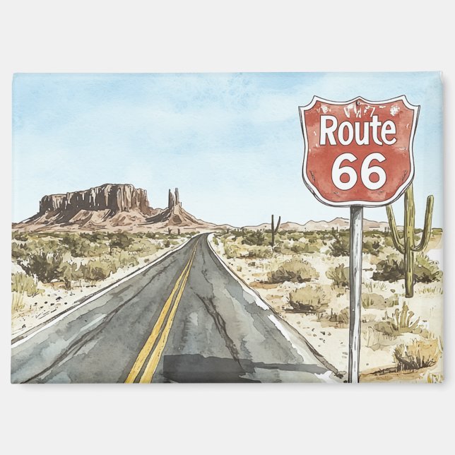 Imán señal de la ruta 66 roja (Anverso)