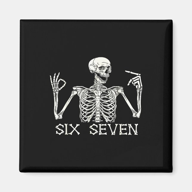 Imán Señal de mano de Six Seven 67 esqueleto meme Hallo (Frente)
