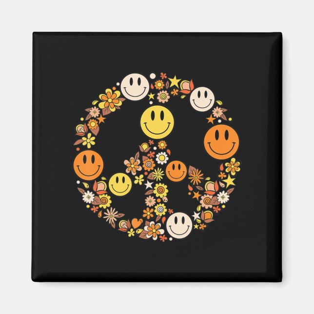 Imán SEÑAL DE PAZ AMOR a Hippie Groovy Vibes Halloween  (Frente)