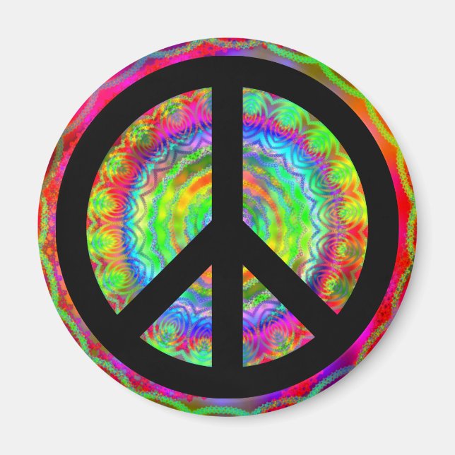 Imán Señal de paz negra funky (Frente)