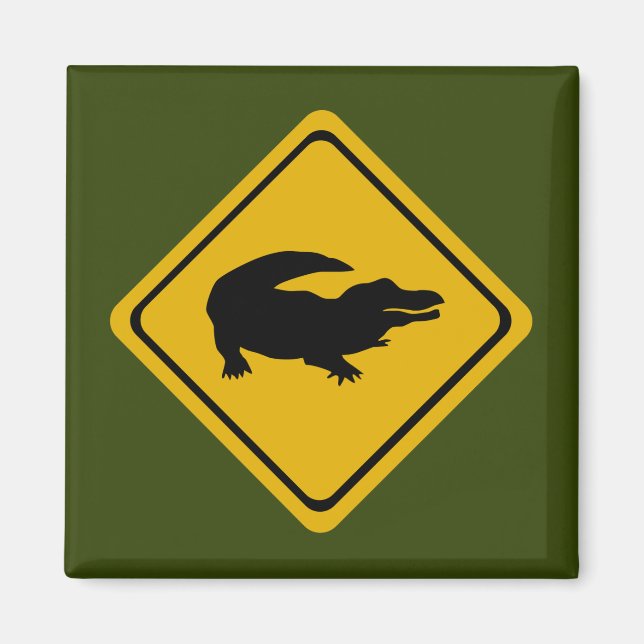 Imán señal de ruta de cocodrilo (Frente)