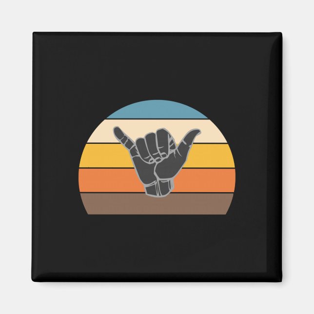 Imán Señal de surf de mano shaka retro - surfero genial (Frente)