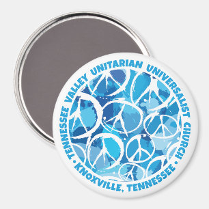 Imán Señales de paz de TVUUC en tonos azules