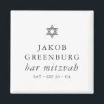 Imán Sencilla y elegante estrella de David Bar Mitzvah<br><div class="desc">El diseño se compone de tipografía sans serif y de una juguetona tipografía de escritura cursiva en un simple fondo. Disponible aquí: http://www.zazzle.com/store/selectpartysupplies</div>