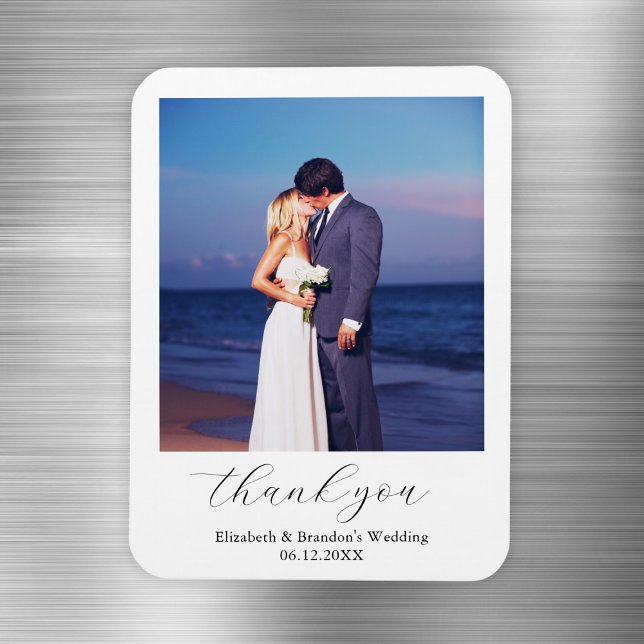Imán Sencilla y elegante foto de boda gracias (Simple Elegant Wedding Photo Thank You Magnet
)