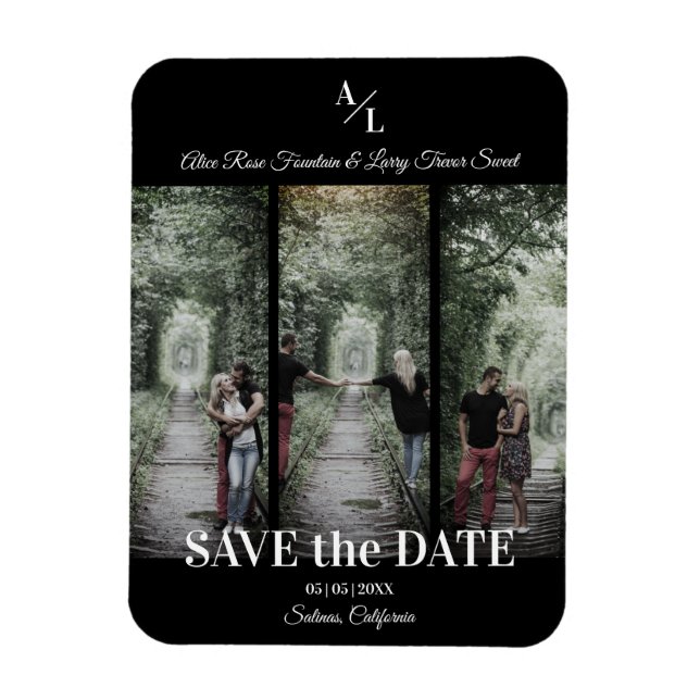 Imán Sencillo clásico 3 fotos Collage Pareja involucrad (Vertical)