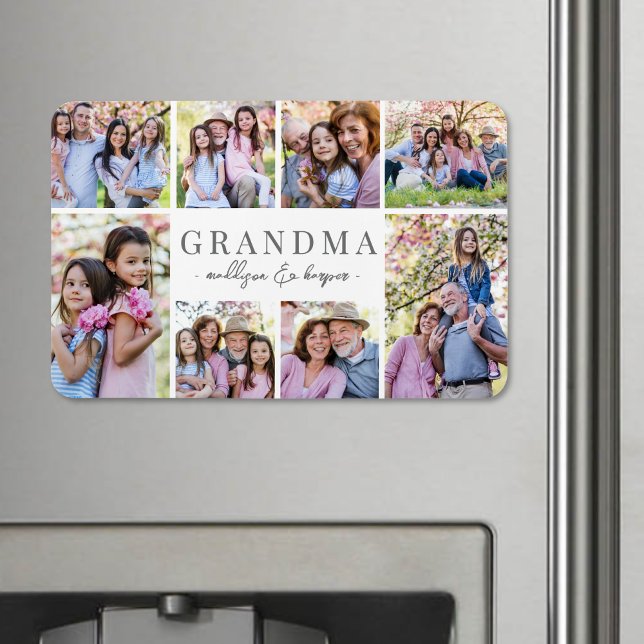 Imán Sencillo Collage de Fotos de Abuela (Simple Grandma Photo Collage Magnet )