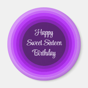 Imán Sencillo dulce feliz 16 cumpleaños arcoiris morado