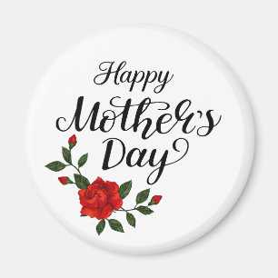 Imán Sencillo Feliz Día de la Madre Floral Caligrafía  