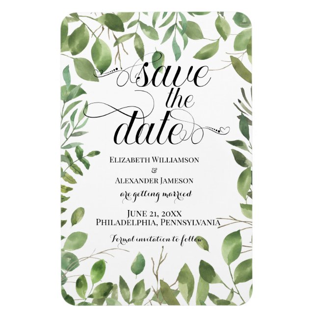 Imán Sencillo Foliage Save The Date Boda (Vertical)
