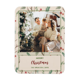Imán Sencillo patrón botánico Fotos navideñas merry