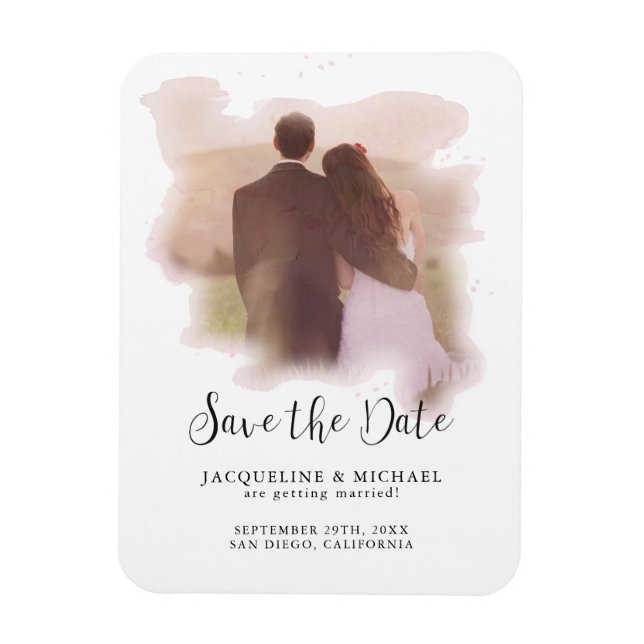 Imán Sencillo rosa Sencillo Elegante Guión Moderno Foto (Vertical)