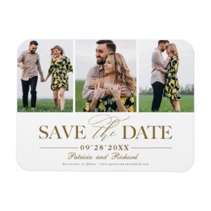 Imán Sencillo y elegante Save The Date de boda con 3 fo