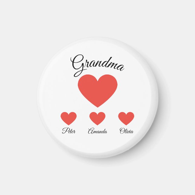Imán Sencillos corazones rojos Abuelas Abuelas (Frente)