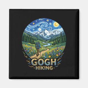 Imán Senderista divertido noche estrellada arte van gog