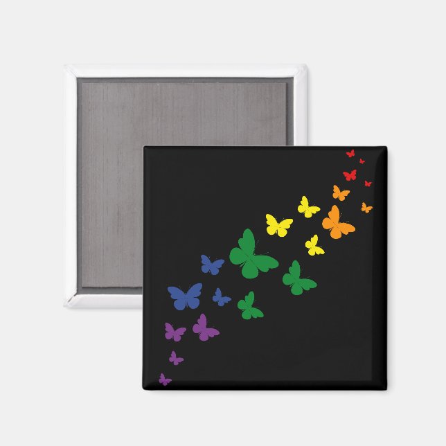Imán Sendero de la Mariposa del Arcoíris LGBTQ (Anverso/Reverso)