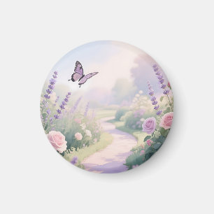 Imán Sendero de Mariposas en el Jardín de Rosas Lavanda