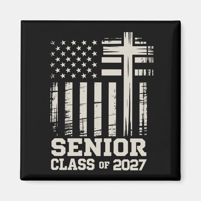 Imán Senior Class Of 2027 USA Flag Cross Christian Grad (Frente)