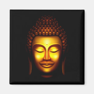 Imán Señor Buda sonriente dorado y negro