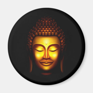 Imán Señor Buda sonriente dorado y negro