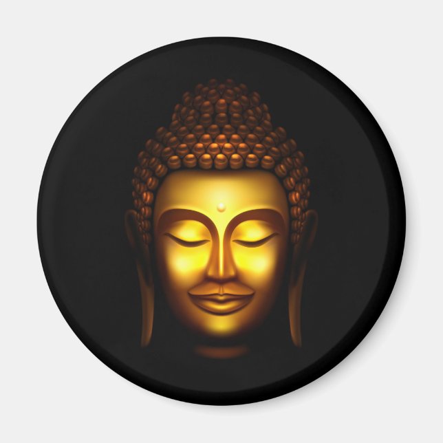 Imán Señor Buda sonriente dorado y negro (Frente)