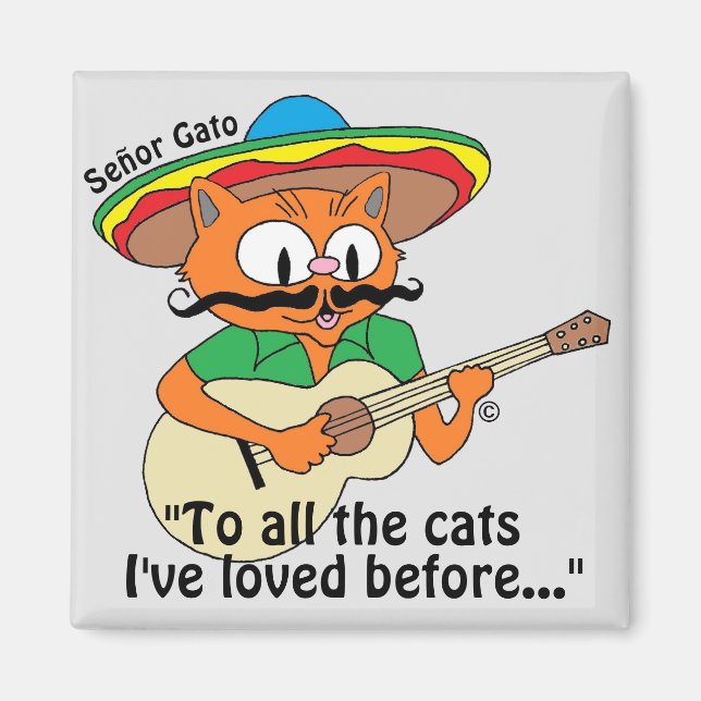 Imán Señor Gato, Personalizado, canta guitarra (Frente)