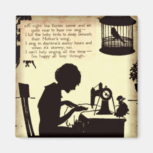 Imán Señora de costura cantante Vintage Fairy Poem