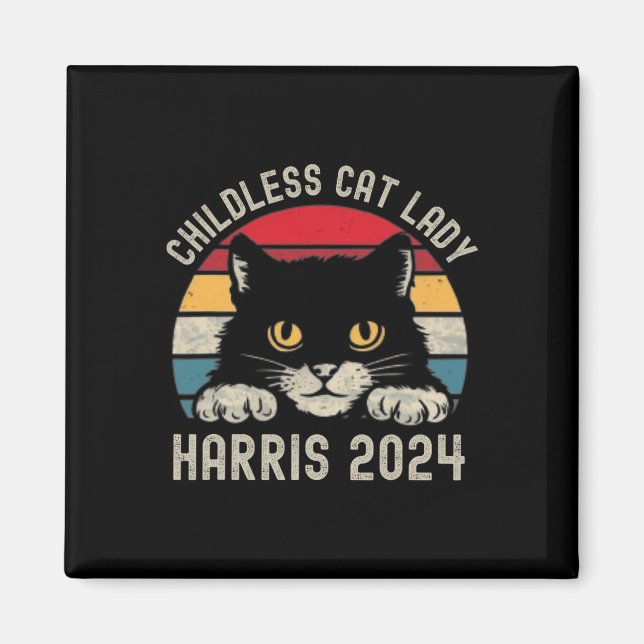 Imán Señora De Gato Sin Hijos Para Kamala Harris 2024 R (Frente)