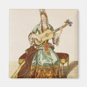 Imán Señora de la calidad que toca la guitarra, placa