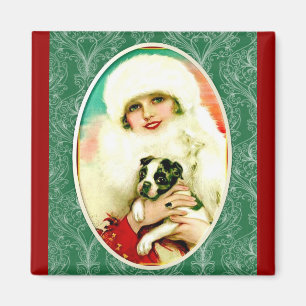 Imán Señora de la Vintage con Boston Terrier