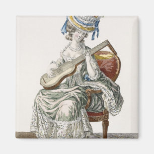 Imán Señora en un vestido del tafetán del tiro