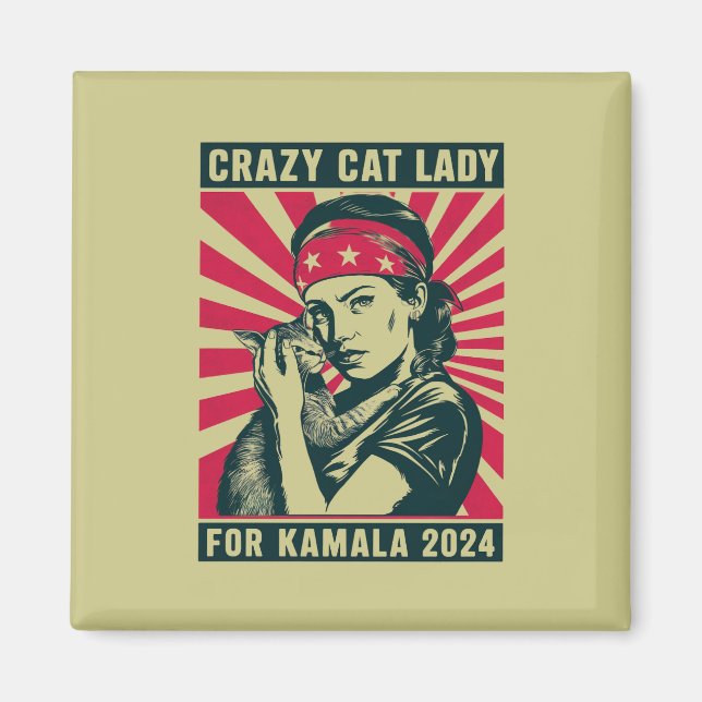 Imán Señora Gata Loca por Kamala 2024  (Frente)