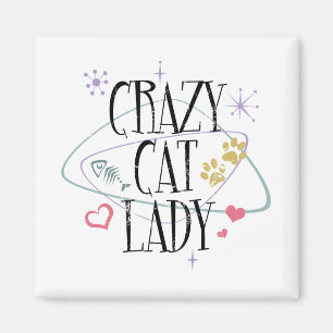 Imán Señora loca Magnet del gato del estilo retro