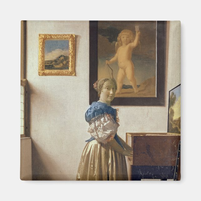 Imán Señora parada en el Virginal, c.1672-73 (Frente)