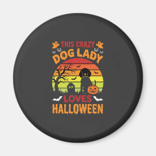 Imán Señora Perro Loco Ama Diseño Antiguo de Halloween