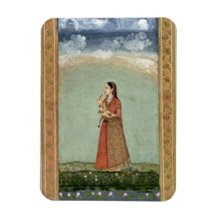 Imán Señora que sostiene un cuenco de rosas, del