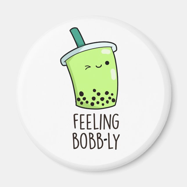 Imán Sensación de Bobb-ly Funny Boba Tea Pun (Frente)