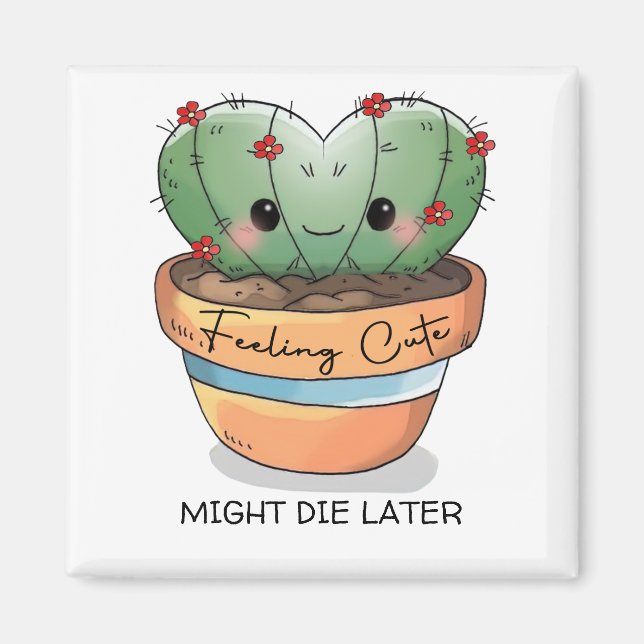 Imán Sensación de lindo cactus suculento personalizar d (Frente)
