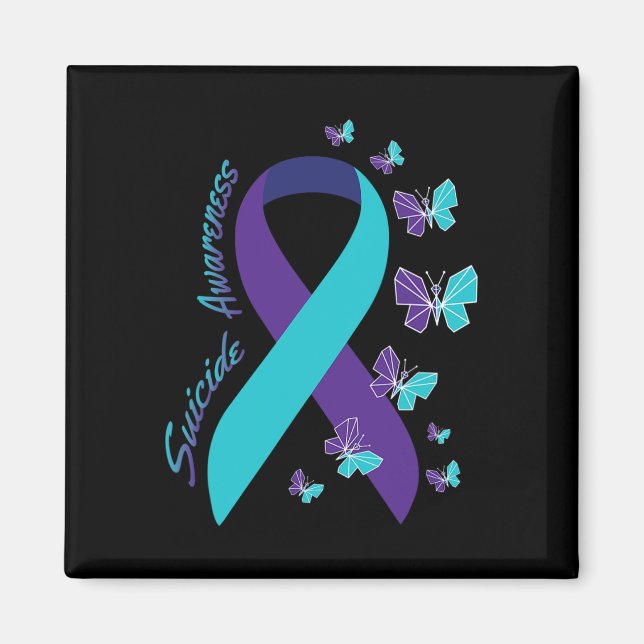Imán Sensibilización sobre el suicidio en mariposa Salu (Frente)